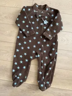 星柄ロンパース 80cm ブラウン/水色