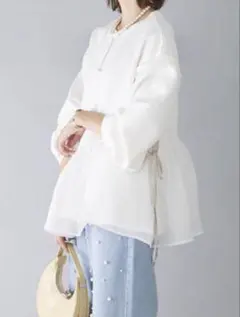 frene ペプラムオーガンジーポンチトップス