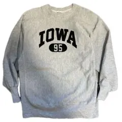 超美品 90s チャンピオン リバースウィーブ　アイオワ 目ありXL グレー