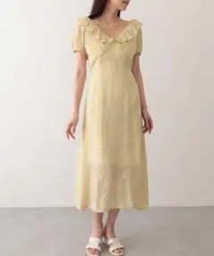 【新品未使用】Lace Ladies ボタニカル柄 フリル カラー ワンピース