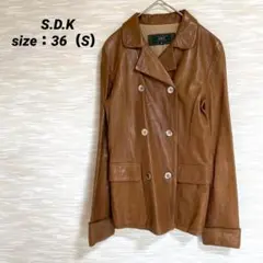 スタジオデザインK 本革 羊革 レザージャケット 日本製 ブラウン 36 S