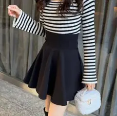 GRL インパン裏地付きコルセット風フレアミニスカート[gm728]