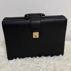 美品 ルタヌア ダレスバッグ ブラック シボ革 2室 鍵 大容量 自立