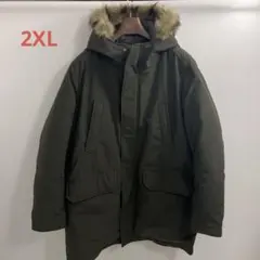 オリーブ色 フード付きモッズコート