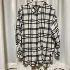 AuieF 長袖チェックシャツ ベージュグレー グレディブリリアント