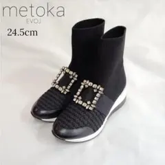 新品✨️【EVOL metoka】ビジュー ショートブーツ ブラック 24.5
