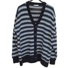 ザラ ニット ボーダー カーディガン サイズL 厚手