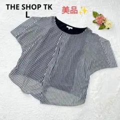 【美品】ザショップTK ブラウス シアー ストライプ L トップス 半袖のサムネイル