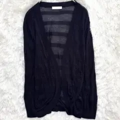 ドレスキップ カーディガン 薄手 ネイビー L ボーダー　春秋　ベーシック　定番