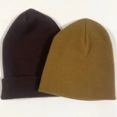 ニット帽 ダークブラウン カーキ 2個セット
