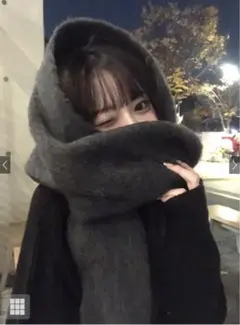 【新品タグ付き】GRL 起毛フェイクウールフリンジボリュームマフラー チャコール