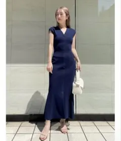 SNIDEL スナイデル フロントボタン Vネック ニットワンピース マーメイド