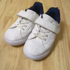 ホワイト ネイビー マジックテープ スニーカー 18.0cm