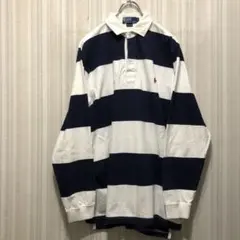 レア 90s 太ボーダー ポロバイラルフローレン ボーダーラガーシャツ 赤ポニー