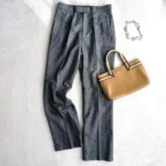 ウール/アンゴラ混✨タックパンツ スラックス 起毛 ストレート W64 H89