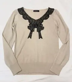 La scene privee レース リボン アイボリー ニットセーター M