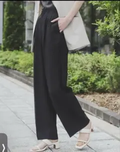 美品　リネンライクハイウエストワイドパンツ