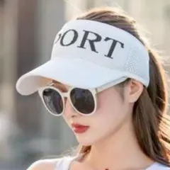 【白 ホワイト】サンバイザー UV対策 紫外線対策 熱中症対策 キャップ 帽子