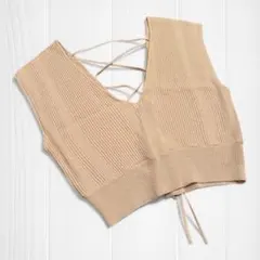 未使用　GRL ベージュ リブ編み クロスバックビスチェ