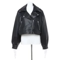 INGNI ブラック ライダース アウター クロップドブラックレザージャケット