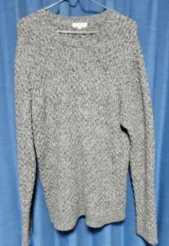 美品　プラステ PLST 4つ杢ハニカムステッチクルーネックニット グレー XL