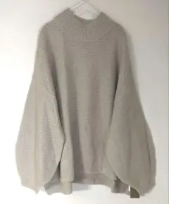 新品myke杢ベージュ色バルーンスリーブハイネックニットチュニックsizeM