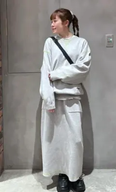 スウェットライクニットトップス ロングスカート セットアップ 新品タグ付き