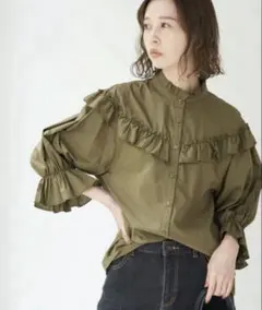 【新品未使用】ROPÉ PICNIC ビッグカラーフリルブラウス