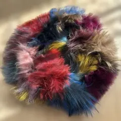 フォックス　レインボーカラー多色ファー生地（スヌード状）