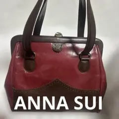 ANNA SUI アナスイ がま口 ハンドバッグ レザー 赤 ブラウン - メルカリ