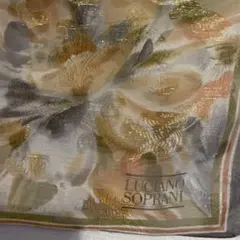 LUCIANO SOPRANI 100×98cm大判スカーフ 金ラメ絹100%