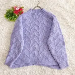 【アーヴェヴェ】 長袖ニット セーター ラベンダー 大人可愛い 大きいサイズ