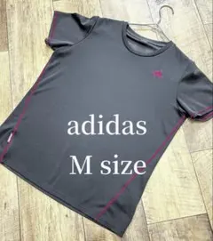 アディダス adidas 黒　ピンク 刺繍 フロント M 24A205