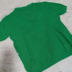 差し色✨サマーニット　グリーン　キレイめ　カジュアル　未使用品　Mサイズ