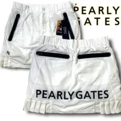 0 パーリーゲイツ 定価3万 快適高機能素材 ビッグロゴ ミニ スカート 白