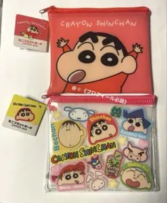 未使用品 タグ付き クレヨンしんちゃん クリアミニフラットポーチ 2種類セット