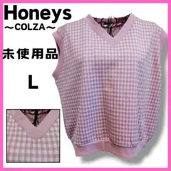 Honeys ハニーズ ジャガード ベスト チェック COLZA パープル Ｌのサムネイル