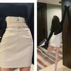 レディース ミニスカート タイト ハイウエスト 韓国 秋冬コーデ1