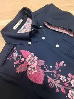 【レディースMサイズ】花柄プリント ポロシャツ