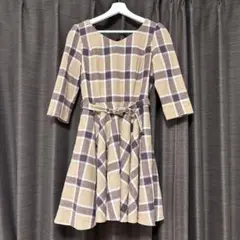 【美品】Mサイズ　dazzlin ウエストベルト付きチェックワンピース