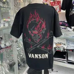（55）VANSON スカル刺繍 ブラックTシャツ