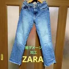 【即購入OK】ZARA⭐︎ワイドジーンズ⭐︎レディース⭐︎ダメージ加工⭐︎サイズUSA4
