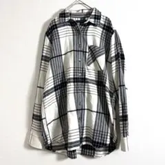 バナナリパブリック チェックシャツ XS 白 黒 モノトーン ネルシャツ