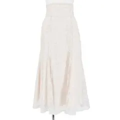 ラインフラワーバックレースアップ刺繍スカート