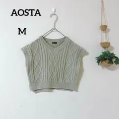 AOSTA ケーブル編み クロップドニットベスト M 韓国ブランド