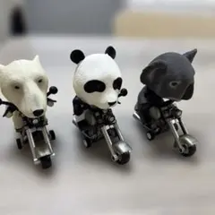 アニマルライダー バイク フィギュア 3体セット　パンダ コアラ 白熊タイヤ可動