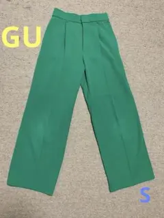 GU タックワイドパンツ センタープレス　スラックス　グリーン