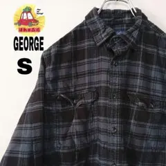 usa古着 GEORGE ネルシャツ　S　ブラック グレー　チェック