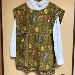 更紗柄ハンドメイド綿チェニック3グリーン