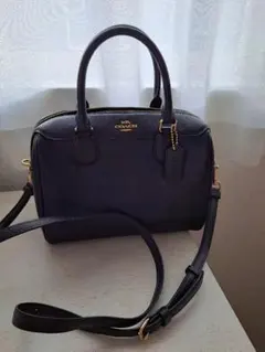 ざ*ん様 COACH 2way ショルダーバッグ ネイビー　ミニボストン